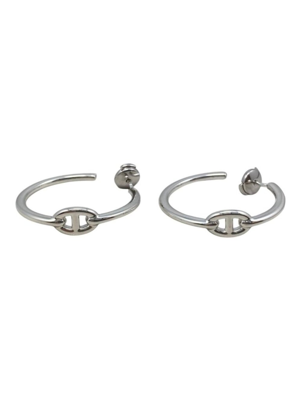 Hermes Earrings Chaine D'ancre Enchainee Hoop PM 00 Silver